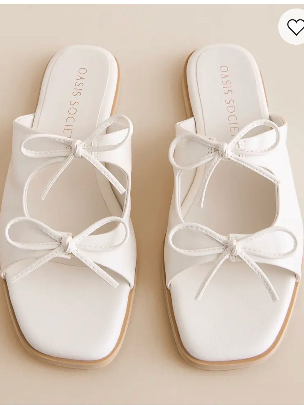 Buckle’s Oasis Society White Double-Bow Sandal with Square Toe